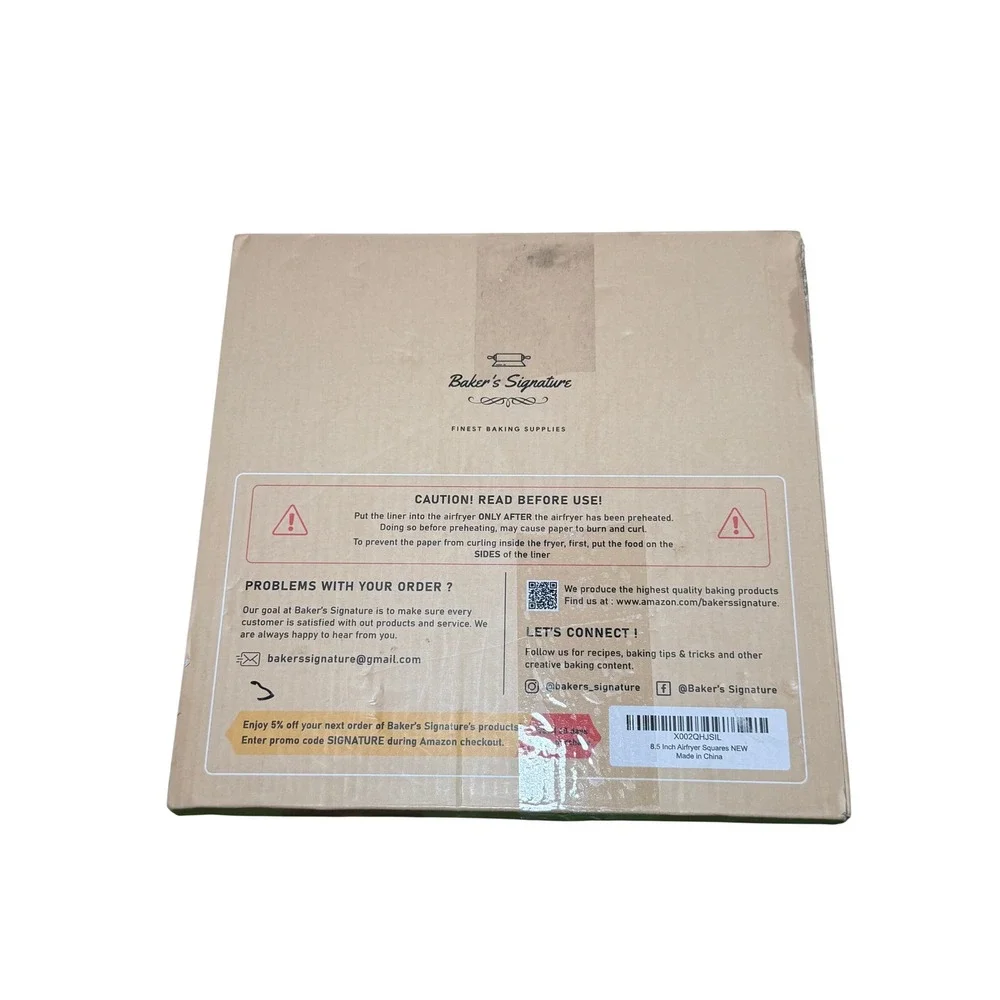 Baker's Signature Air Fryer Parchment Paper 8.5in Brown New 220ct Perforated
